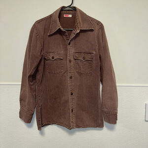 Levi's Double Pocket Denim Jacket 70s Big E Size Medium Brown Maroon Rare Unisex